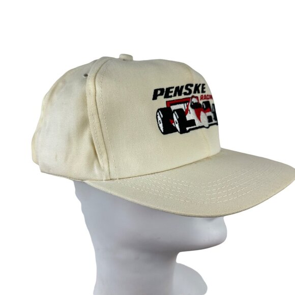 Vintage Snapback Baseball Hat Cap Penske Racing White Embroidered 90s - Picture 2 of 12
